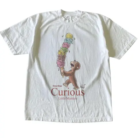 Curious George Little Monkey T-Shirt, Animal Tee, Cartoon Tshirt, Gifts Shirt, Unisex Vintage Graphic Tees Gothic Grunge Y2k Emo Scene Amity Affliction Style Clothes Men Women Streetwear Summer.