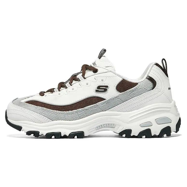 Skechers D'LITES 1.0 Panda Sneakers for Women – Comfortable, Retro, Versatile Low-Top Dad Shoes in White, Black, Brown Verifiable, with credentials and supporting global authentication