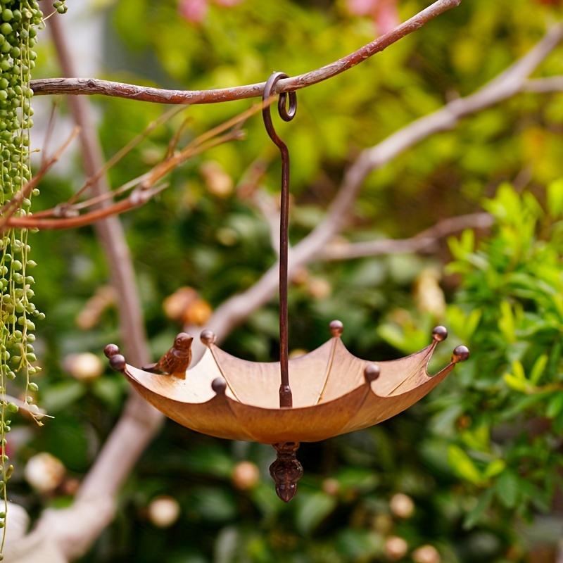 Outdoor hanging bird feeders are a gift for bird lovers Bird bath, umbrella-shaped iron bird feeder tray, hanging bird bath, suitable for garden, courtyard, and backyard garden decoration, bird food tray, gardening gloves