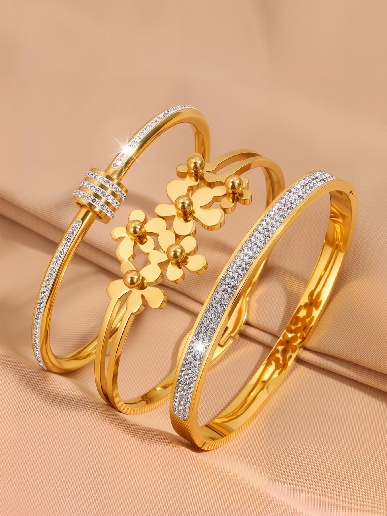 Elegant Luxury Bracelet Set, Stainless Steel Jewelry for Women & Men, Trendy All-match & Exquisite Jewelry for Birthday Gift