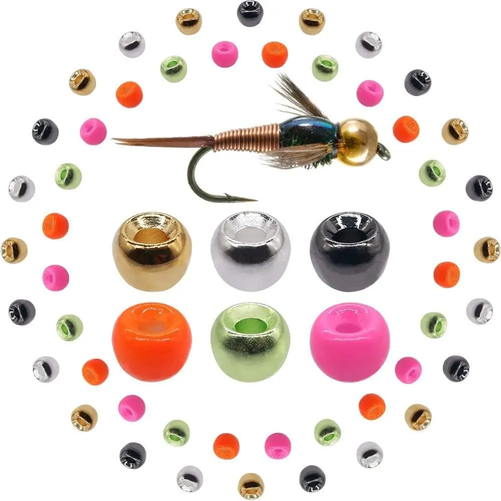 Tungsten-Fly-Tying-Beads-Heads-Assortment Fly Tying Materials Nymph for Fly Fishing Tungsten Beads 60 Pack