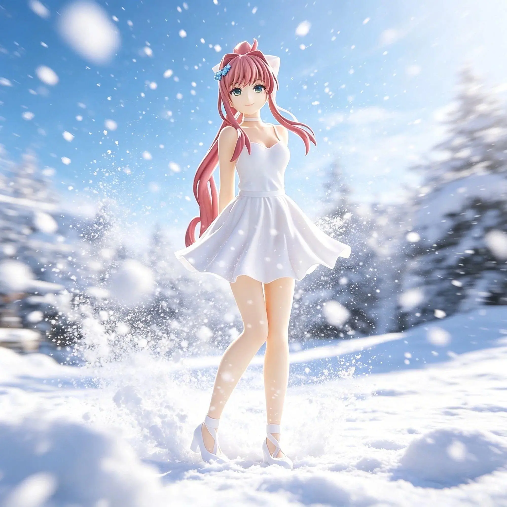Doki Doki Literature Club! Cute Monika Ball Gown Anime Figure Model Ornament Collectible Toys Girls Gift