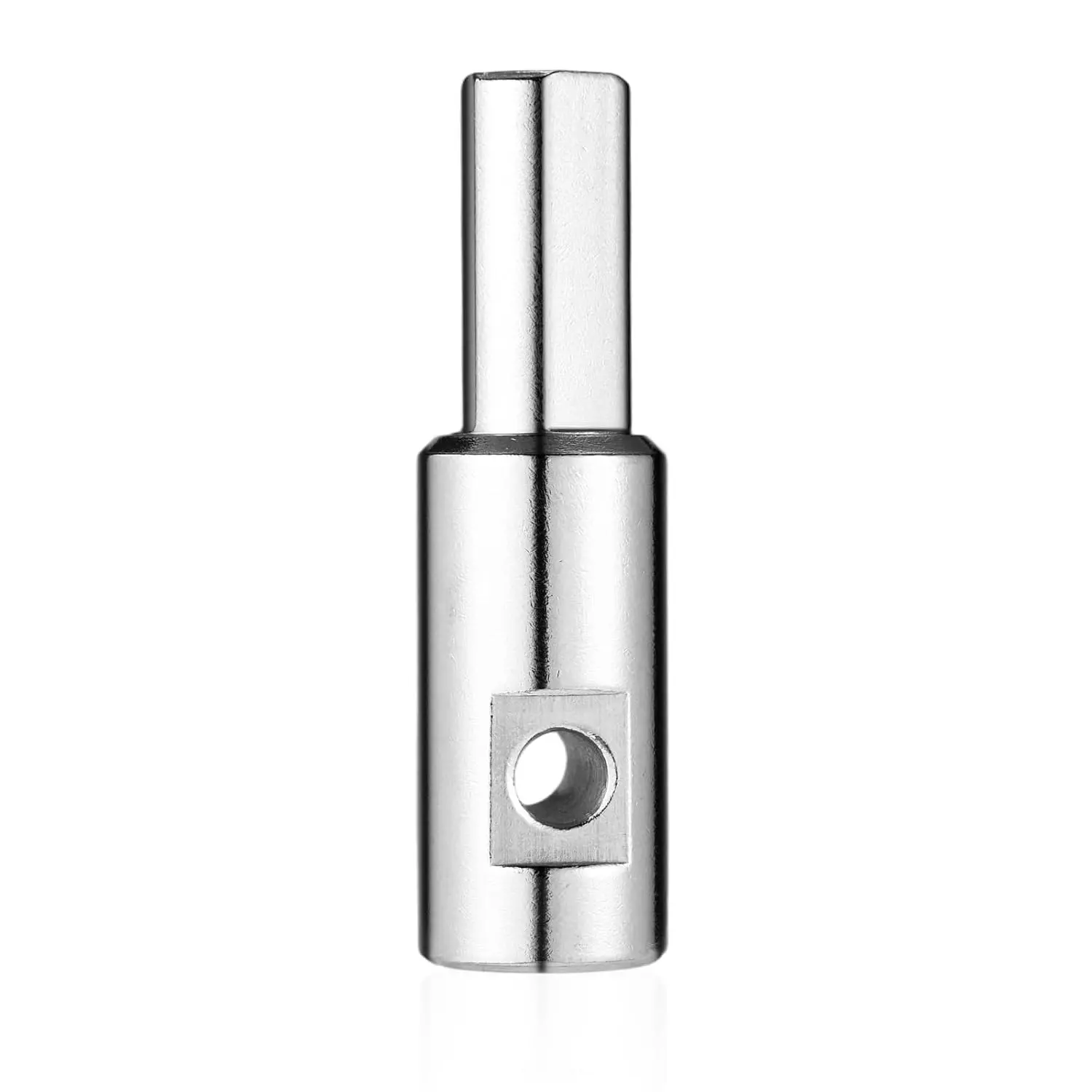 Ice Auger Drill Bit Adapter, Stainless Steel Ice Auger Drill Attachment Fit for 1/2 inch/ 1.27 cm & 1/4 inch/0.64 cm Holes Winter Fishing Tool Compatible with Strikemaster, Eskimo, etc