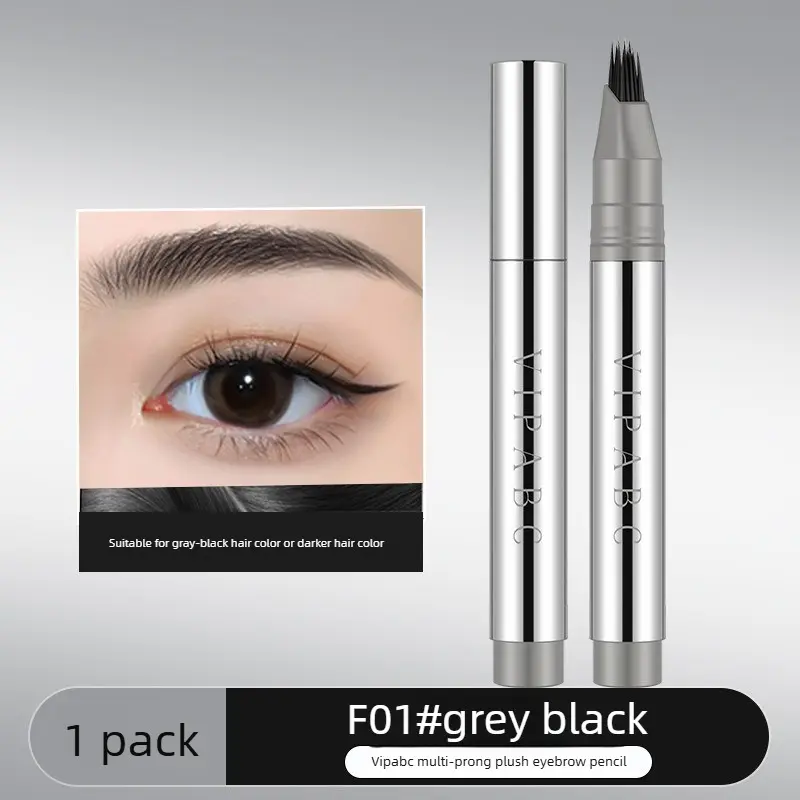 4 Fork Microblading Eyebrow Pen Waterproof Long Lasting Liquid Brow Tattoo Pen Multi-Tip Create Natural Wild Hair-Like Brow Makeup for Beginners