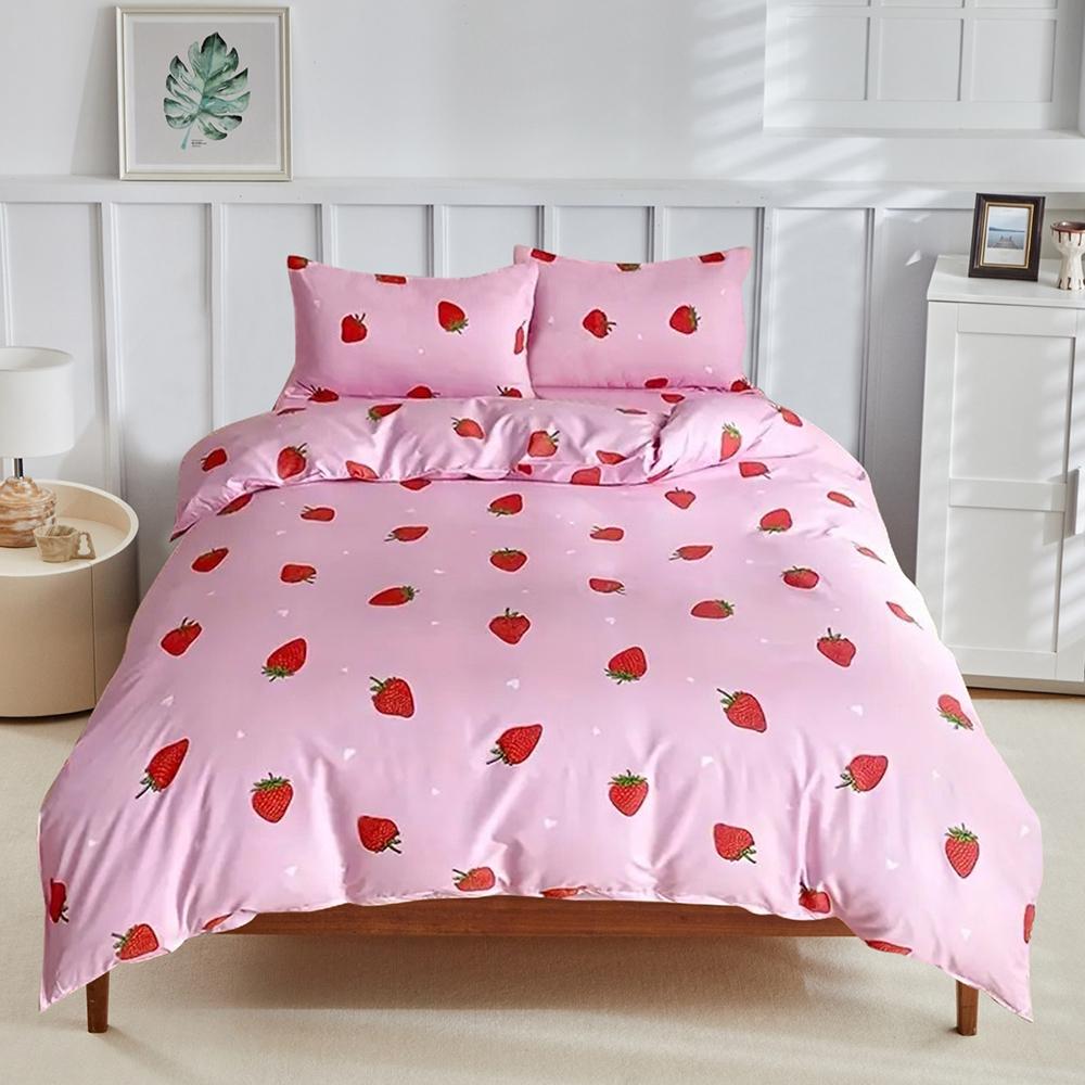 Strawberry Pattern Bedding Set, 1 Count Soft Comfortable Bedspread & 1/2 Counts Pillowcase without Filler, Bedding Set for Home Bedroom