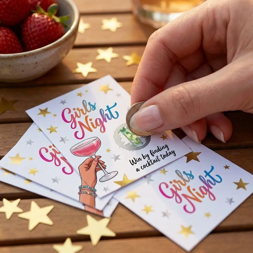 40Pcs Girls Night Scratch Off Game Cards, Cute Funny Cocktail Themed Scratch Cards for Birthday, Bridal Shower, Bachelorette Party, Engagement & Wedding Activity Supplies.