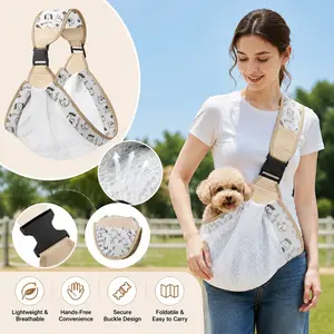 Crossbody Carrier Bag for Dogs & Cats - Lightweight Breathable Hands-Free Harness with Portable Pocket & Foldable Design, Suitable for Pomeranian, Poodle, Teddy, Boba Cats - Travel, Vet Visits, Outdoor Carrier for Small Pets