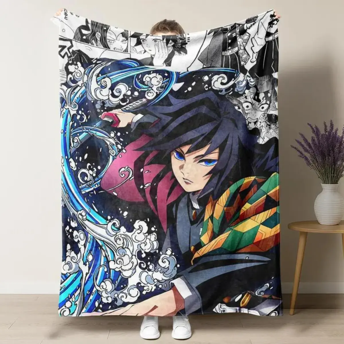 Demon Slayer Hashira Characters Flannel Blanket - Premium Flannel Material Ultra-Soft Warm Throw with Shinobu Giyu Rengoku Collage Art for Beds Couches Anime Enthusiasts Mother's Day Valentine's Day Birthday Gift