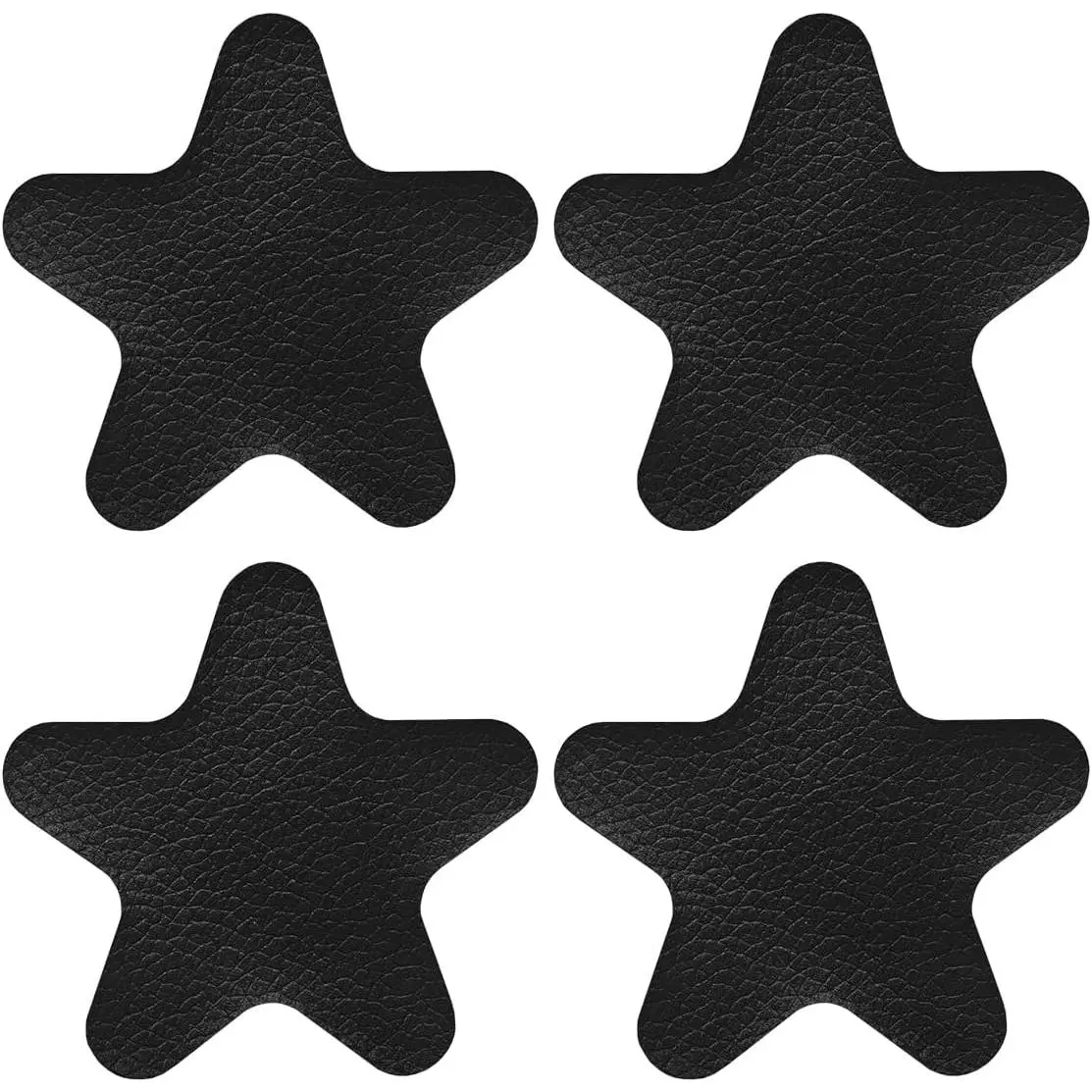 4 count Stars-Shaped  PVC Leather Repair Patch Tape, Self-Adhesive  Seat  Repair Kit, Wear-Resistant Auto Interior Decoration Sticker Accessories for Furniture, Upholstery (Black)