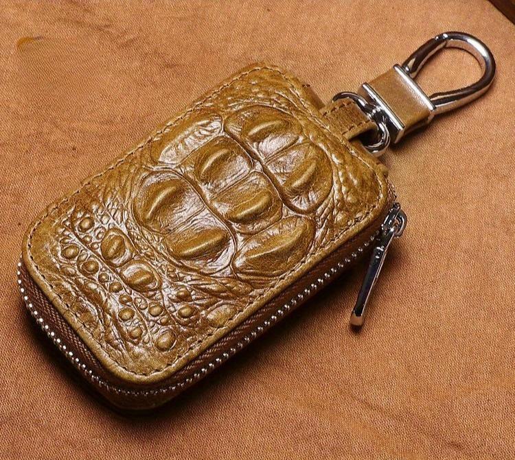 Genuine Leather Men’s Car Key Case – Universal Remote Key Pouch with Waist Clip