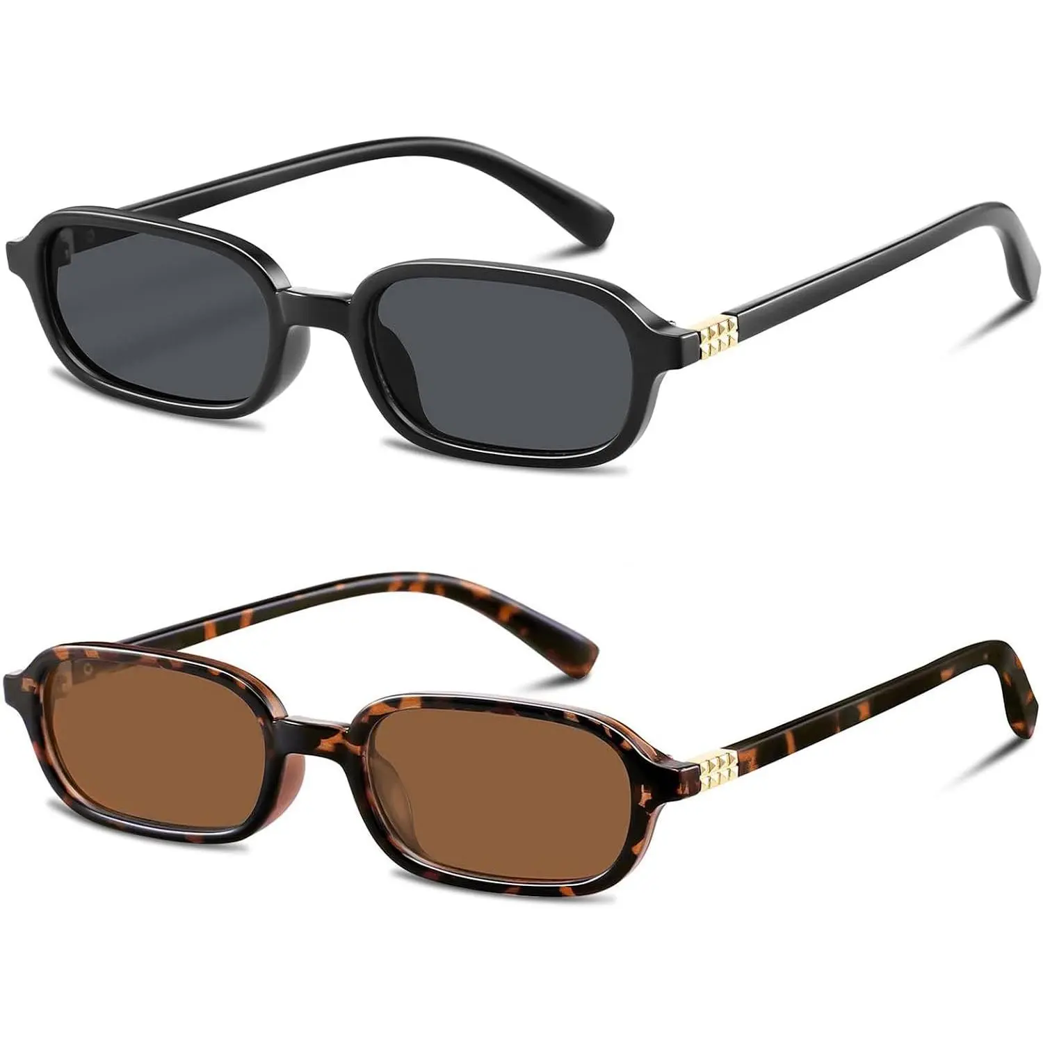 Retro Rectangular Sunglasses for Women Trendy Narrow Small 90s Style Square Frame Sun Glasses UV Protection, 143Mm Temple Length, 20Mm Nose Bridge