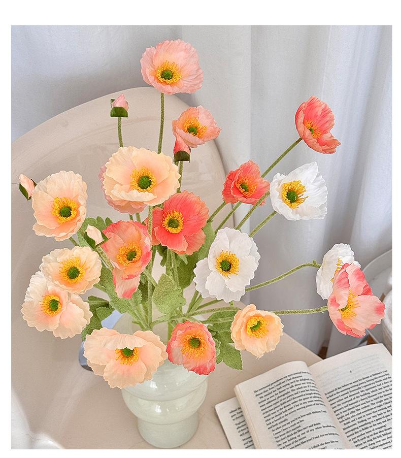 Poppies Artificial Flowers High-End Realistic Wedding Scene Arrangement Home Decoration Ornaments Artificial Silk Flowers Fake Flowers