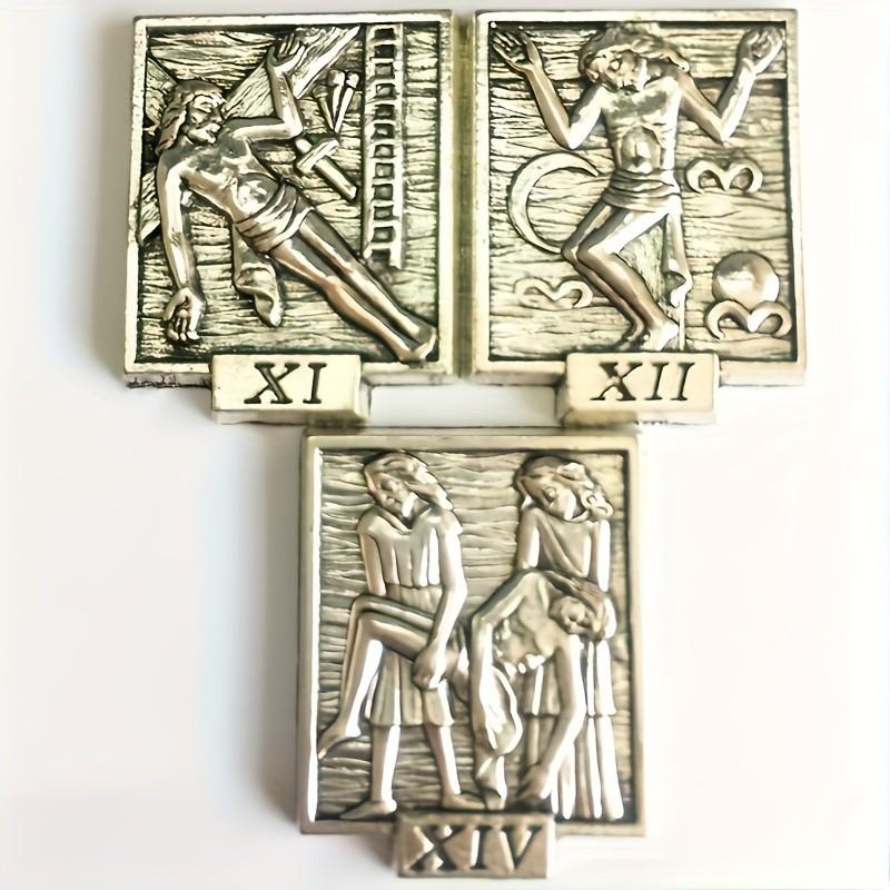 15-Piece Religious Wall Decor Zinc Alloy DIY Home Decoration, Easter & Christmas Ornaments, Stick-On Frame or Tabletop Display