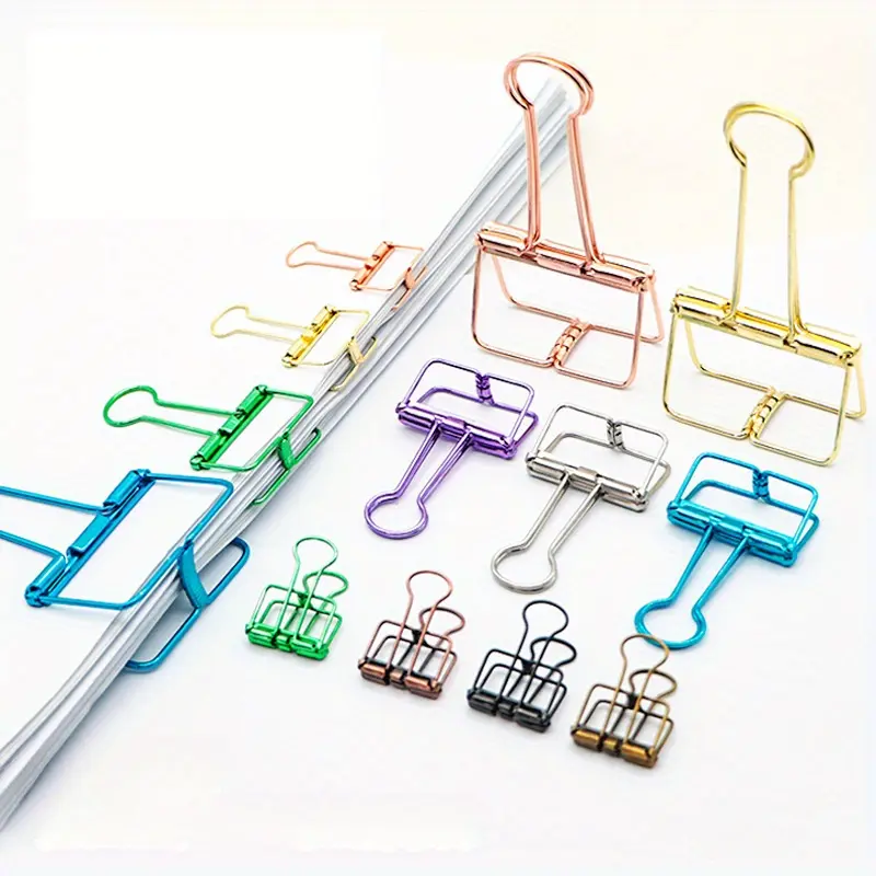 16PCS Multicolor Metal Wire Clips Hollow Out Paper Organizer Colorful Long Tail Binder Clips Metal Paper Clamps Binder Clips Decorative Tool for School Office Paperwork