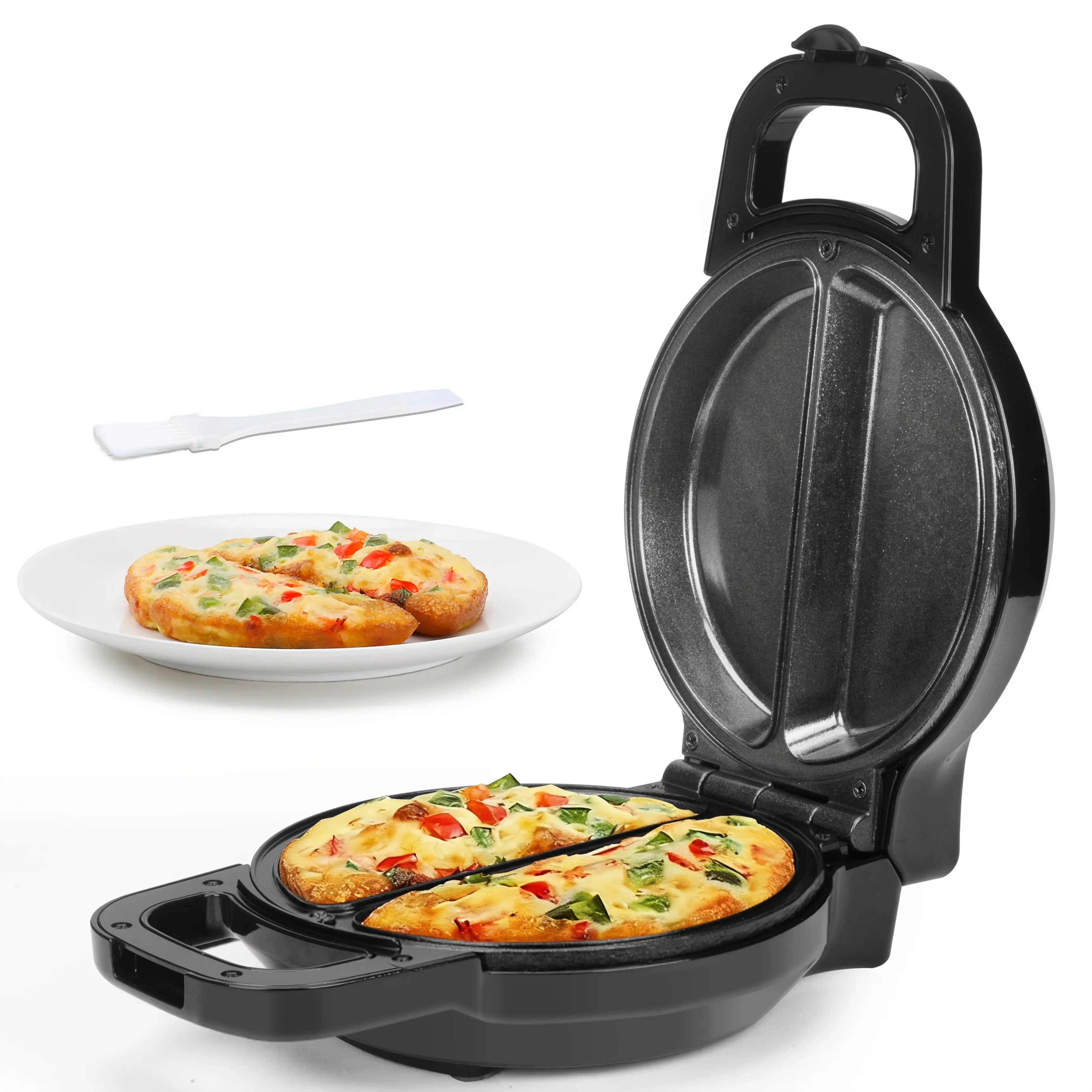 Double Omelette Maker - Dual 6.5" Non-Stick Plates For Omelets & Burritos, Flip Design, Blue