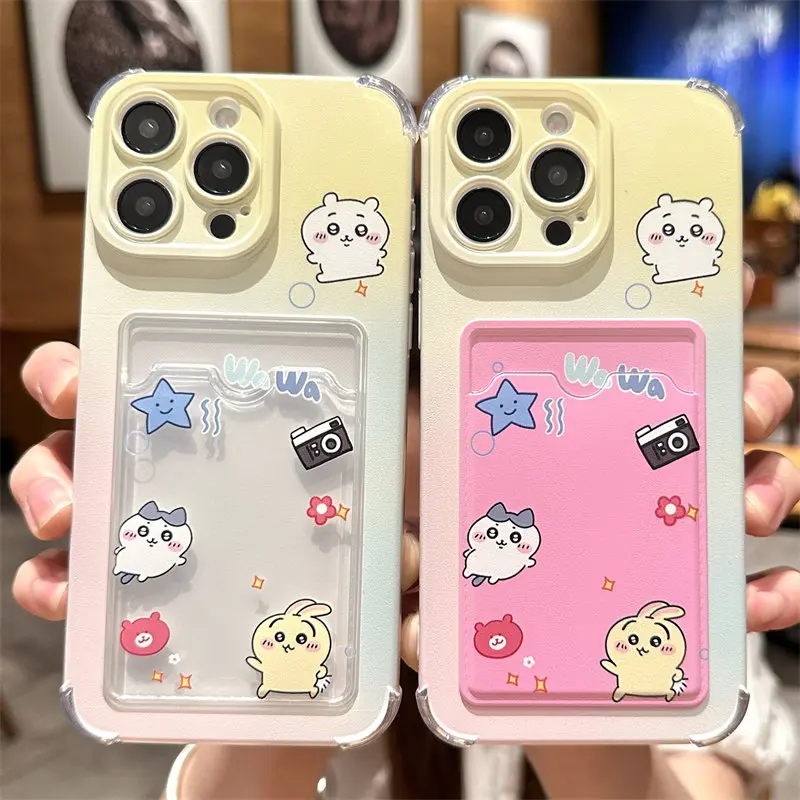 Cute card holder phone case, made of TPU, compatible with iPhone 17, 16, 15, 14, 13, 12, 11, X, XS Max and Samsung models.