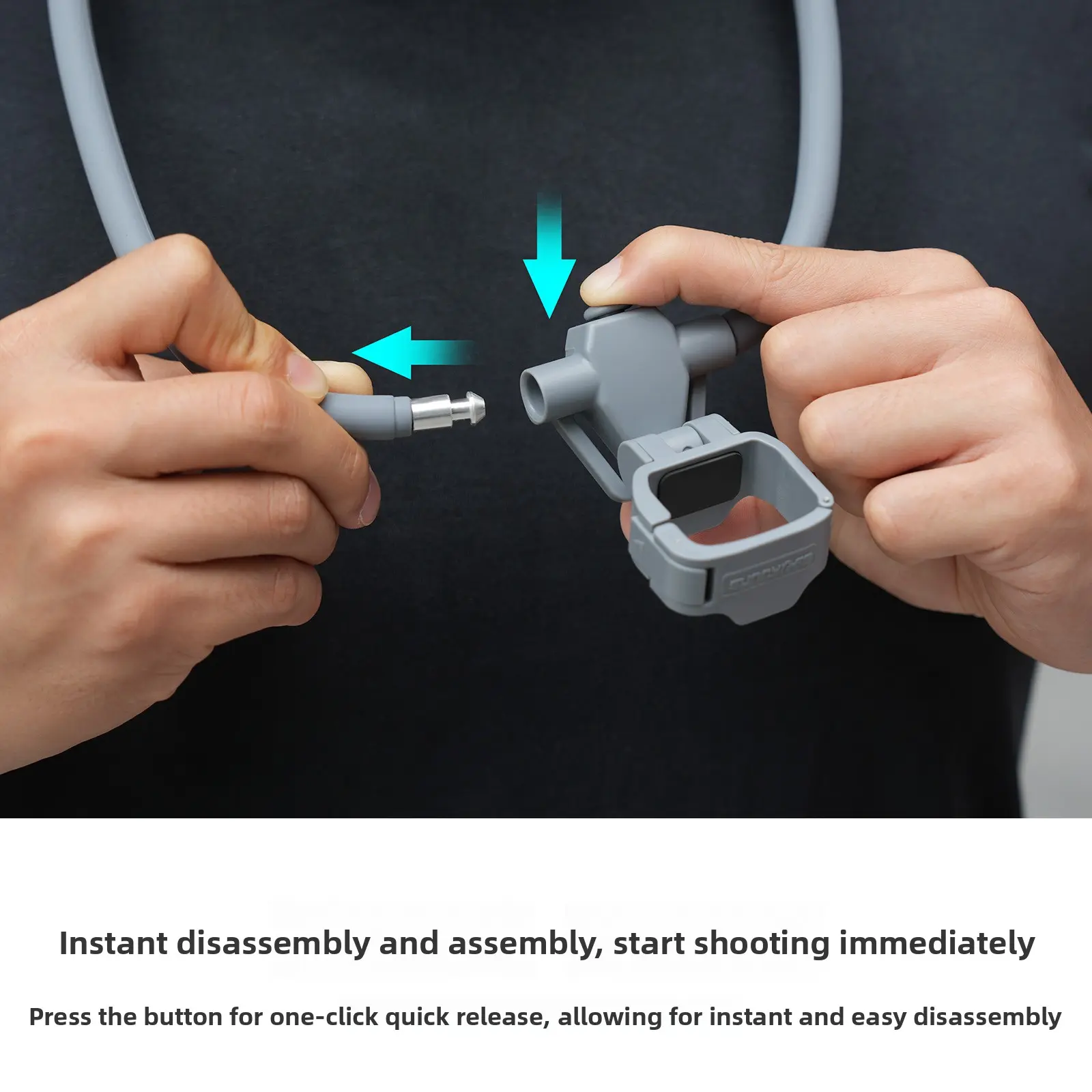 Sunnylife Pocket 4/3 Adjustable Neck & Chest Mount Holder, Steel-Aluminium-Silicone Action Camera Accessory for First-Person View Recording, Multi-Functional Stand