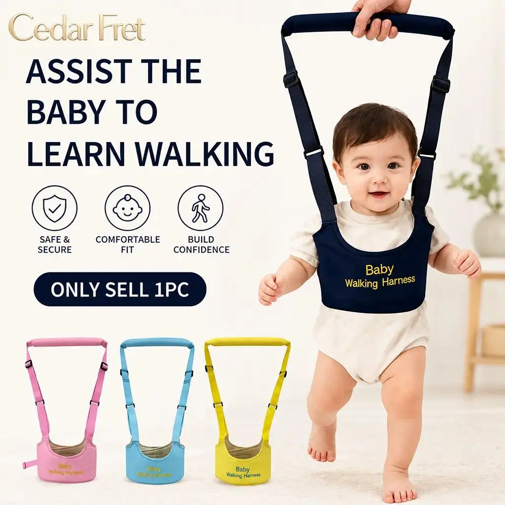 Baby Walking Harness, Toddler Learning to Walk Assistant Strap with Handheld Handle, Adjustable Safety Support Belt for Infants 7-24 Months, Lightweight Walking Trainer for Early Steps, Indoor & Outdoor Practice, Home, Travel & Everyday Use