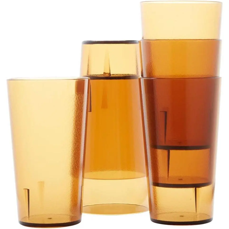 Restaurant Grade,  12oz  Plastic Cups 6pk. Super Durable, Break Resistant Drinking Glasses for Cafe, Party, Catering. , Stackable Tumblers with Textured Grip Design