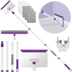 Baseboard Cleaner Tool with 60" Extendable Long Handle, 5 Reusable Pads for Cleaning Baseboards, Ceiling, Wall, Floor, Bathroom Kitchen