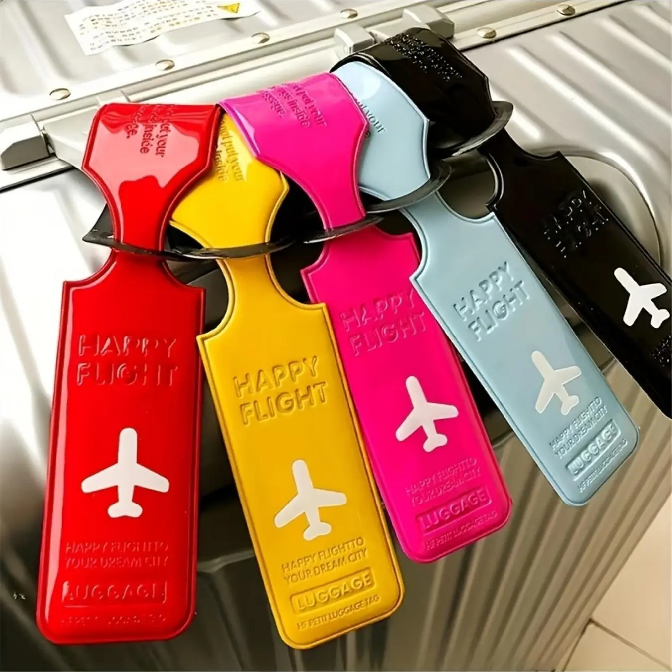 6 Colorful Luggage Tags, PVC Labels for Suitcases and Backpacks, Anti-Loss Travel Accessories, Aircraft Pattern, Quick Identification