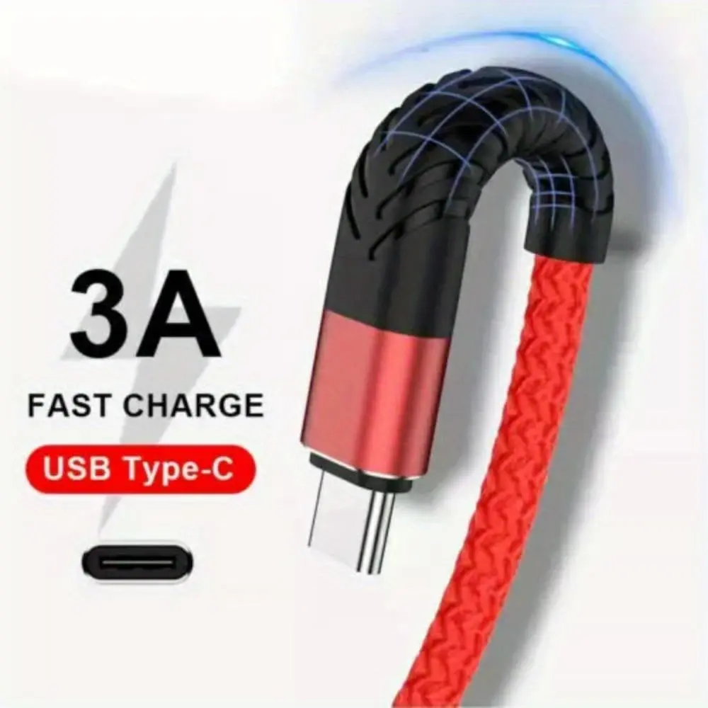 3A Fast Charging USB-C Cable Heavy Duty Braided Cord Multiple Lengths Available Heavy Duty Braided Type-C USB Fast Charging Data Sync Charger Cable Long Cord for Samsung Galaxy S24 S23 S22 Plus Ultra A52