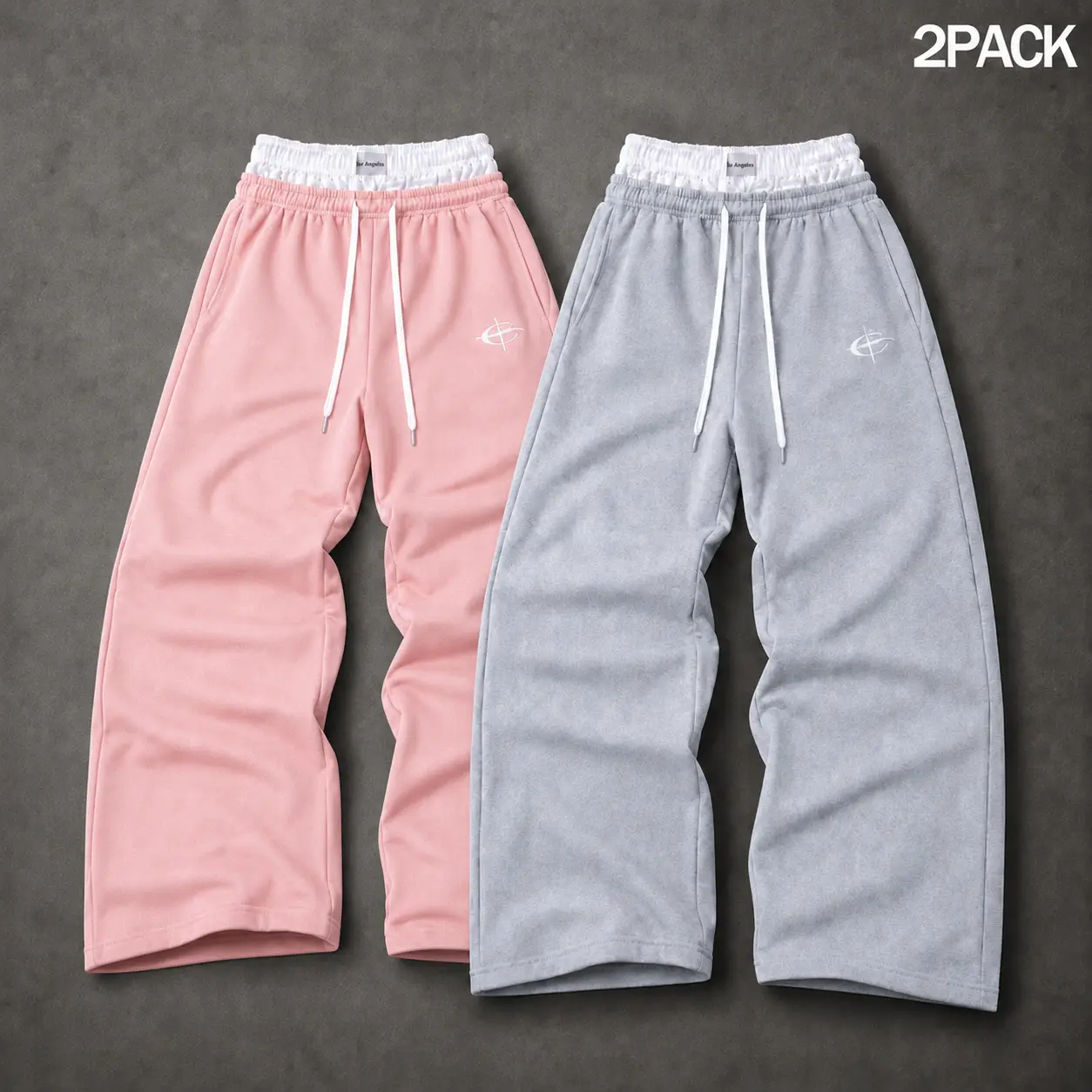 Mens 1 or 2  Pack Wide Leg Sweatpants Double Waistband Printed Graphic Baggy Track Pants Loose Fit Straight Leg with No Side Slits Lounge Bottoms with Drawstring Side Pockets Streetwear Sweatpants Outfit GymCampusTravelDailyWear Y2K At,casua,cotton,blend,