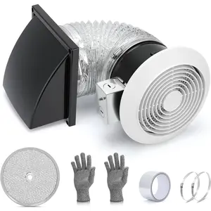 512M 6-Inch Through Wall Exhaust Fan, 80 CFM High Airflow & Quiet 4.0 Sones  - Bathroom Exhaust Fan & Wall Vent Fan | Retractable Duct for Efficient Venting with   Filter