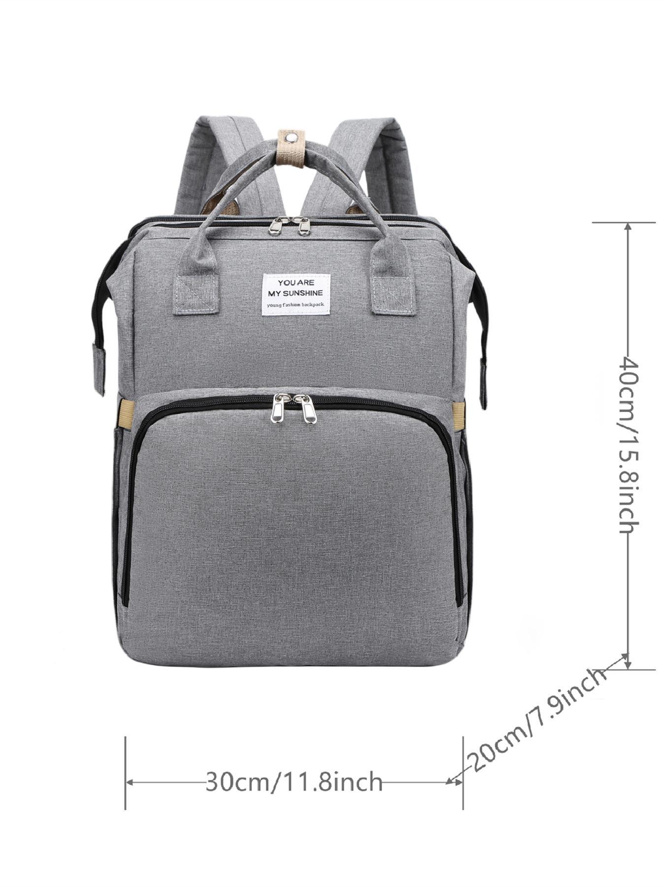 Casual Plain Color Large Capacity Zipper Backpack, Fashion Multi-functional Adjustable Strap Backpack for Women & Men, Casual Travel Backpack