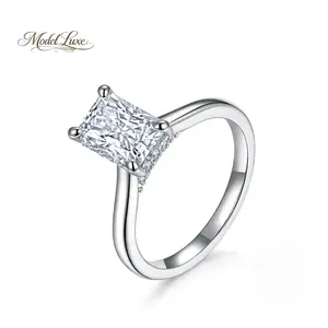 ModelLuxe  2CT Radiant Cut Moissanite Rings for Women 18K Gold Plated Lab-Created Engagement Wedding Gifts for Her#Summervibes
