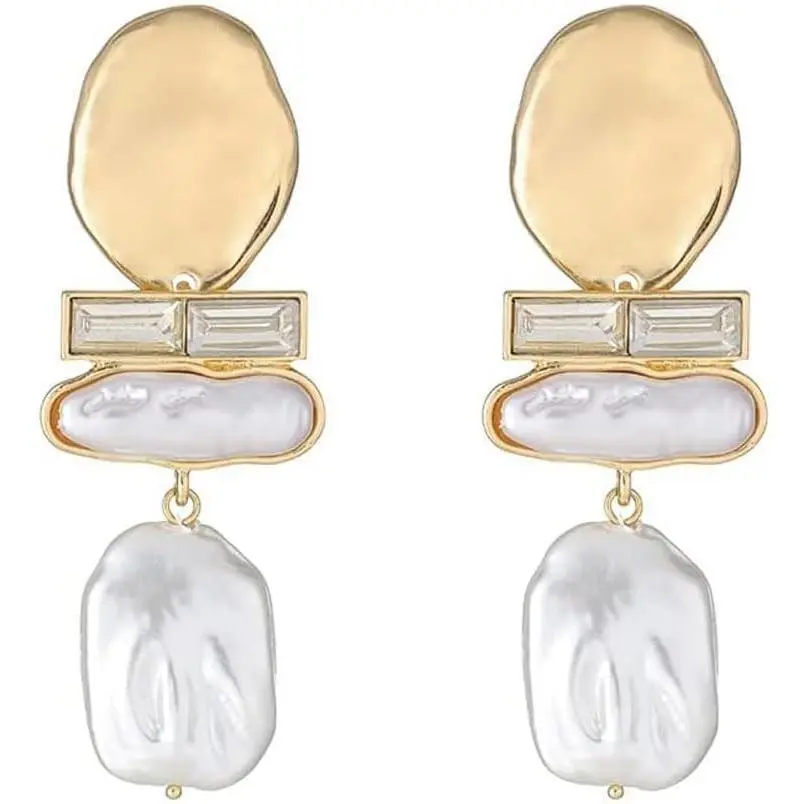 Pearl Dangle Earrings, Gold and Large Pearl, Luxury Chandelier Organic Style Earrings