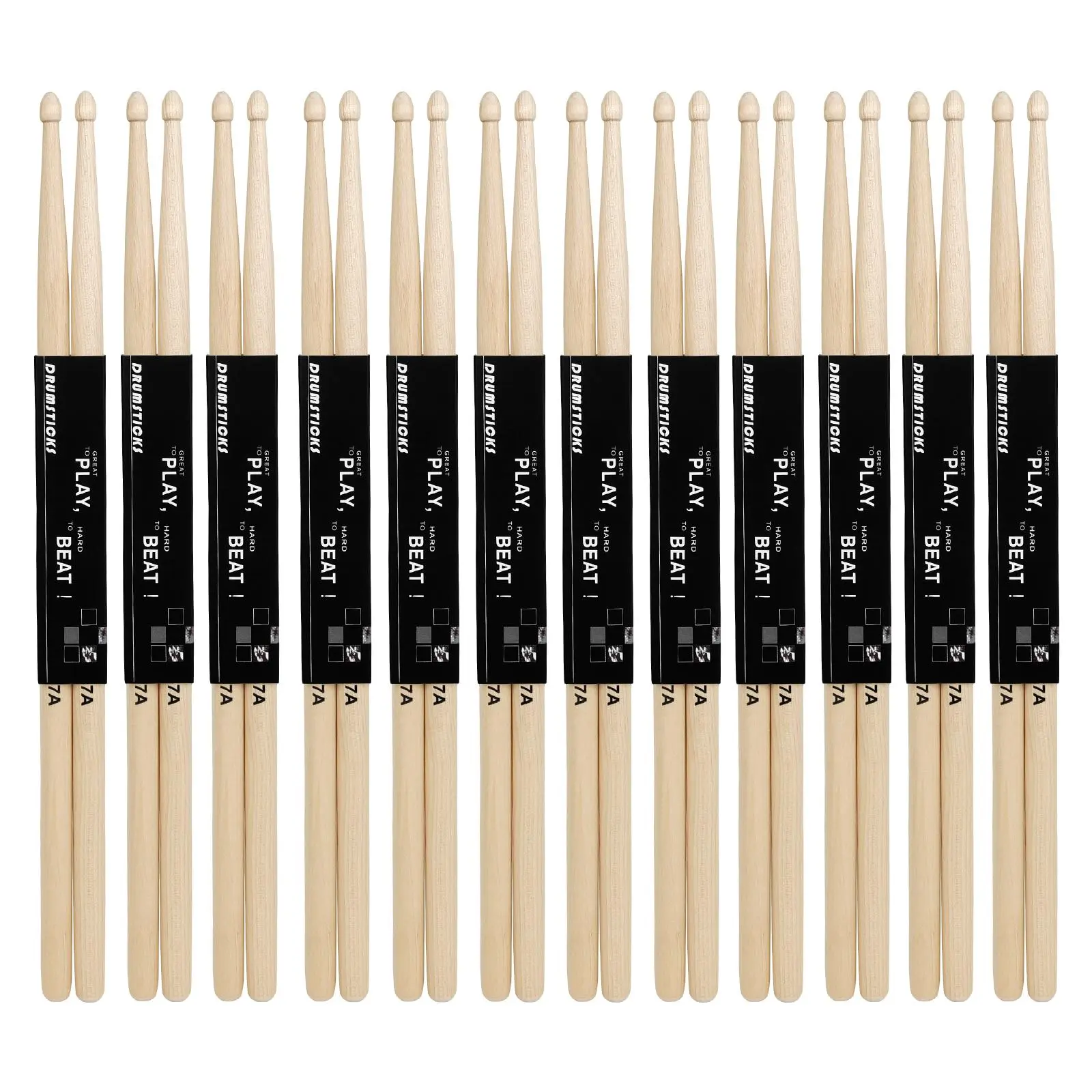12 Pairs of 7A /5A Drum Sticks Maple Wood Drumsticks Suitable for Drum Racks Professional Percussion Musical Instrument Accessories