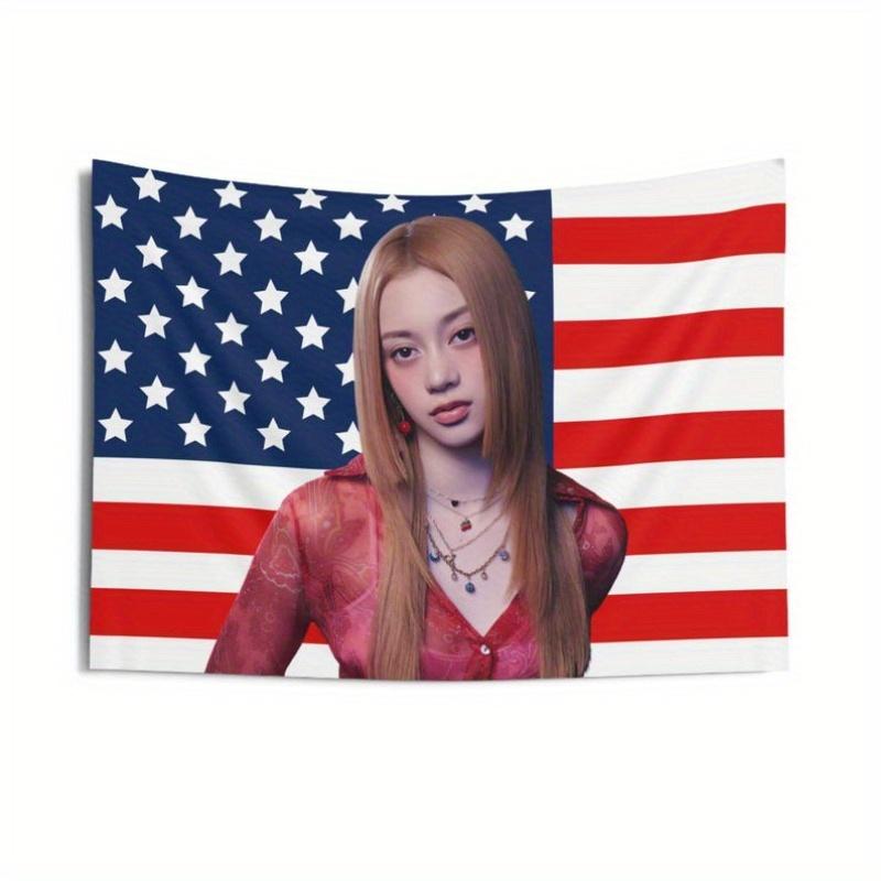 A 3X5 Feet Carter Eye Megan American Flag - Featuring a Vibrant Red, White, And Blue Design, Made from Durable Fabric. This Kpop Flag Is Perfect for Kawaii Concerts, Events, And Home Decor. It Requires No Electricity And Is Easy to Install