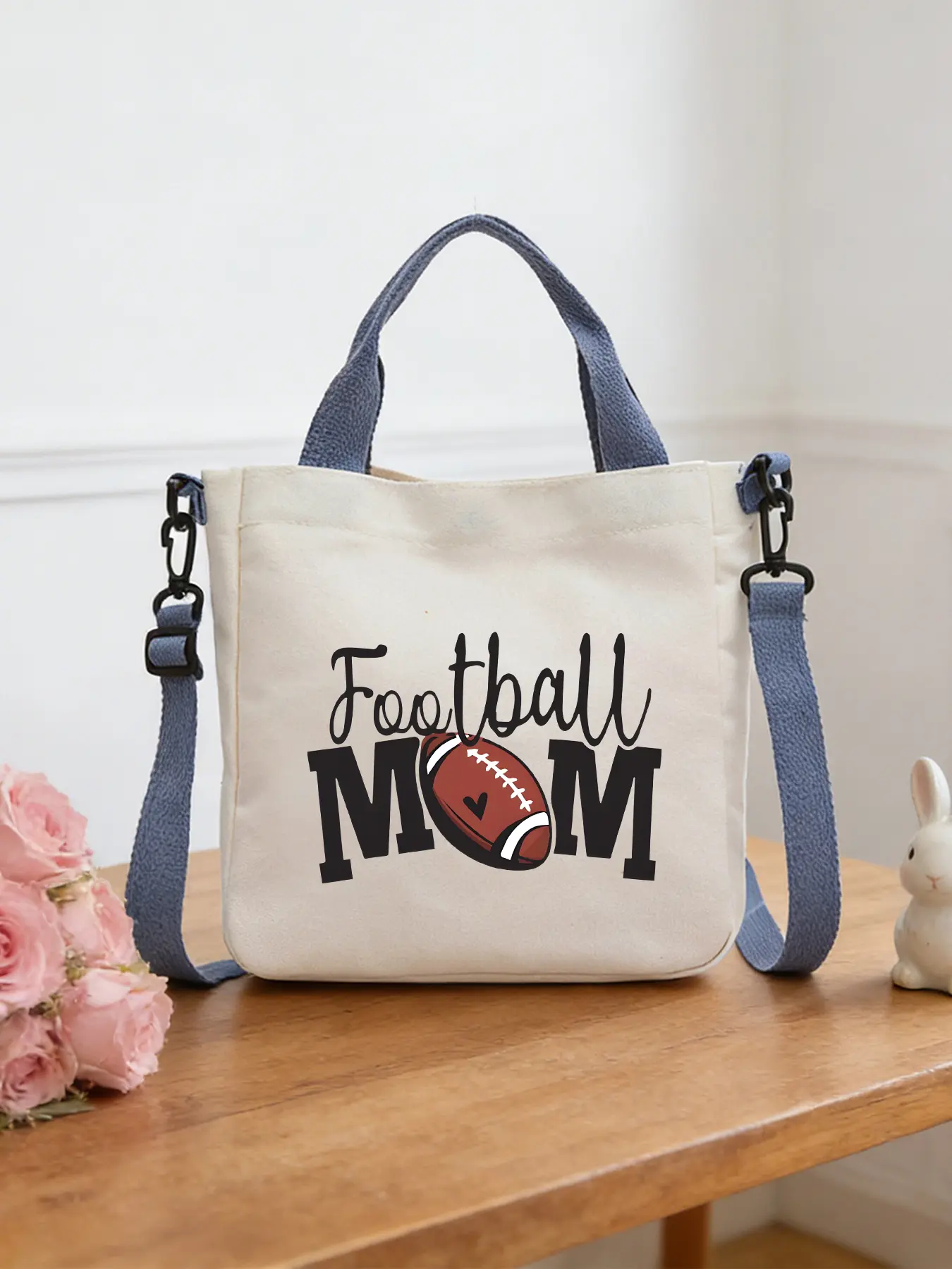 FOOTBALL MOM" Pattern Casual Crossbody Bags, Shoulder Bags, Handheld Shopping Bags, Cosmetic Bags and Tote Bags, Ideal for Daily Shopping and Commuting, Trendy Fashion Items and Perfect Gifts.