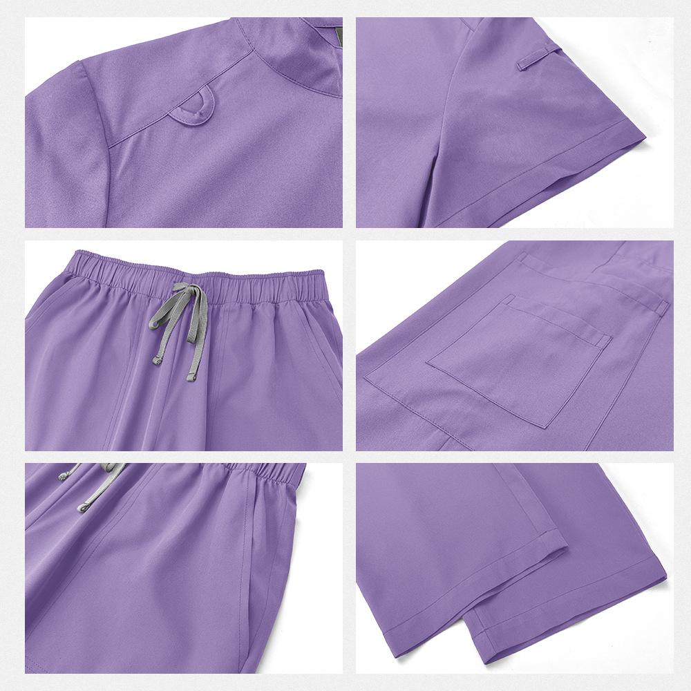 Stand Collar Zipper Doctor and Nurse Work Uniform Operating Gown Scrub Operating Room Solid Color Straight Leg Pants Set, Solid Color Simple and Breathable Suitable for Daily Nursing Wear in Hospitals Operating Rooms and Outpatient Clinics