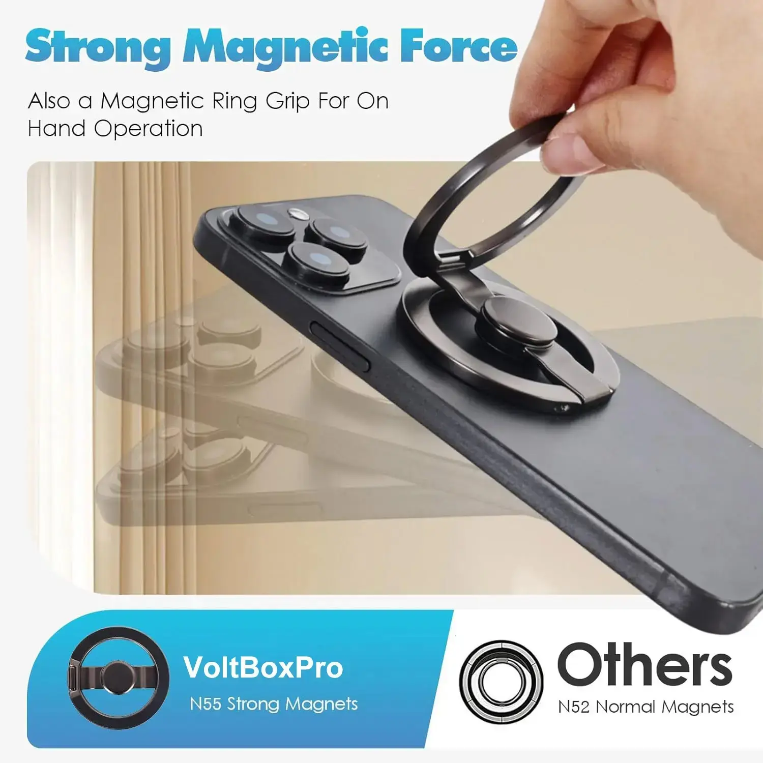 Phone Stand & Fidget Spinner Combo, Dual Magnetic Ring Stand, Fidget Toys Adults, Foldable, 360° Rotation, Desk Phone Stand, MagSafe Compatible, Stress Relief Accessory for Home/Office/Travel/Gym