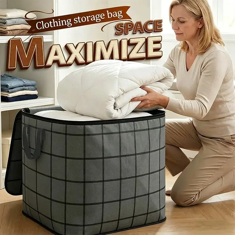 Large-Capacity Foldable Storage Organizer Bags for Clothes and Quilts - Durable and Dustproof, for Home, Dorm and Seasonal Storage