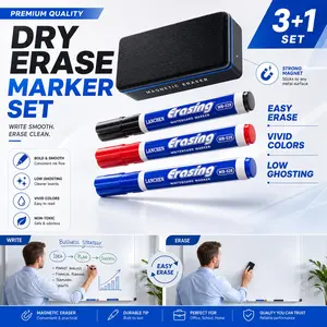 4-Pack Erasable Whiteboard Pens, Extra Large Capacity, Round Tip, No Residue, Blackboard Marker, Essential for Teachers' Classroom Use