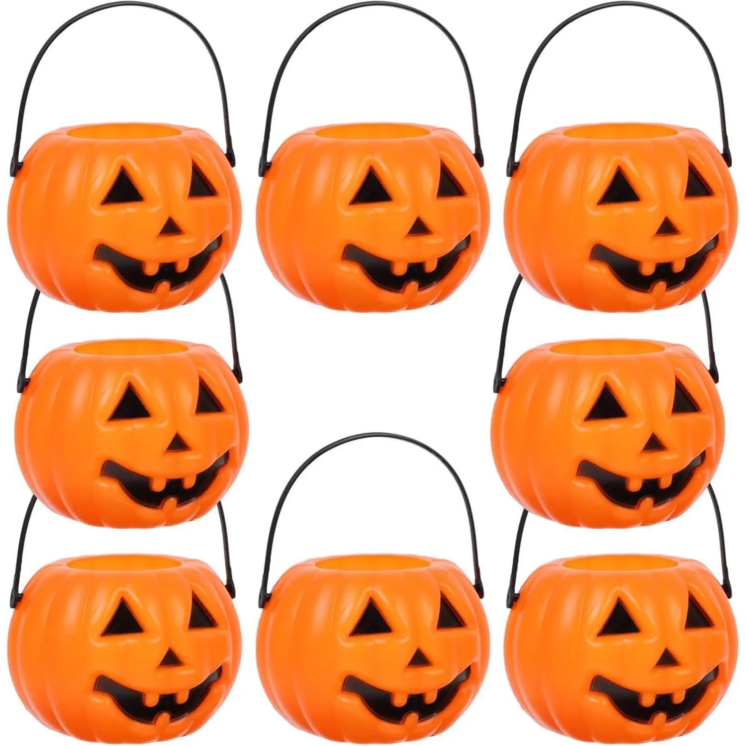 Halloween Trick or Treat Pumpkin Bucket 8 Pcs, Mini Jack O Lantern Candy Basket, Portable Kids Party Supplies, 8.5x5.5x4.5cmGift