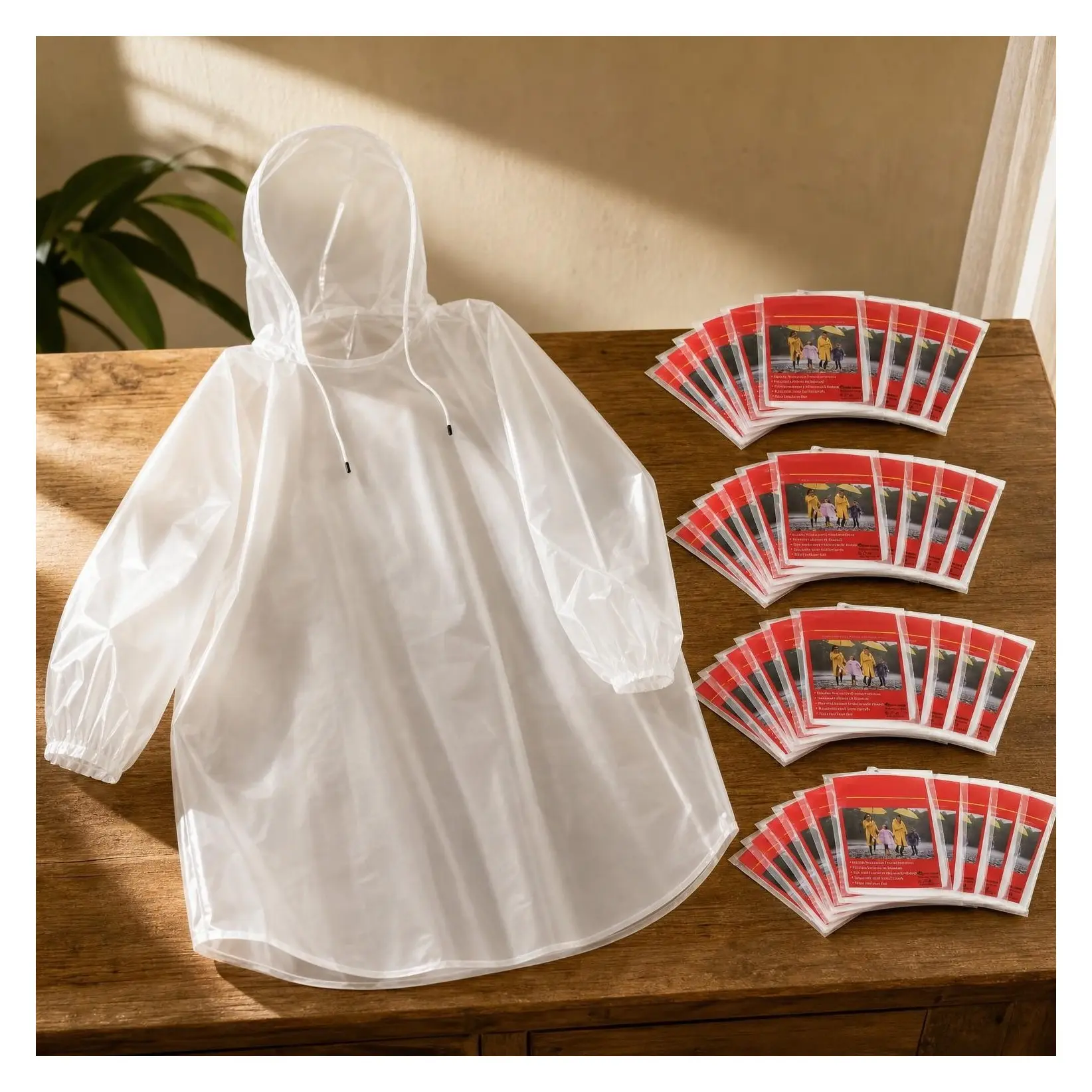 Disposable Rain Ponchos for Adults & Youth, Waterproof PE Raincoats with Drawstring, Ideal for Camping, Emergency, Outdoor - 6/20/50 PackGift