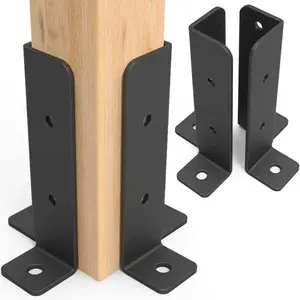 4-Piece Bulk Value Pack Adjustable Deck Post Anchor Bracket, Cost-Effective Heavy Duty Metal Post Support Base 2-Pack Combo, Space-Saving Multi-Size Wood Post Anchor Set for Contractors & Fencing Commercial Supplies