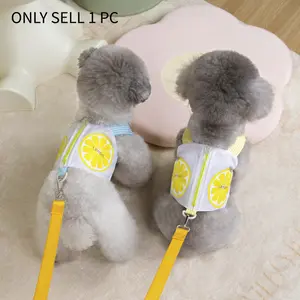 Spring And Summer New Pet Chest Back Zipper With Traction Rope, Anti Slip And Anti Slip Cat And Dog Tank Top