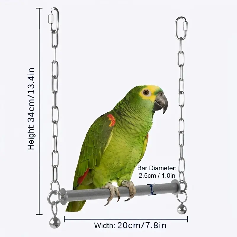 Stainless steel heavy parrot swing Perches with bell grinding claw habitat King Kong/african grey parrot and other large bird cage toys.