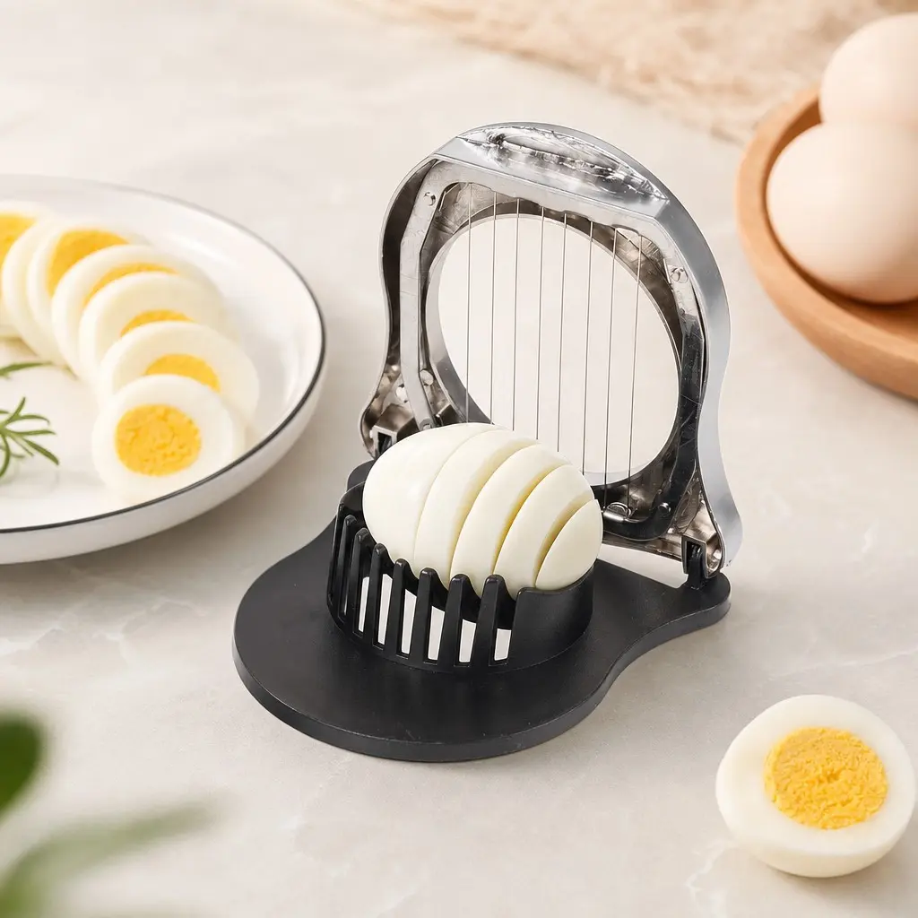 Stainless Steel Egg Cutter, Kitchen Utensil, Dishwasher Safe, Rust Resistant, Durable, Essential for Eggs and Fruits, Healthy Cooking Tool