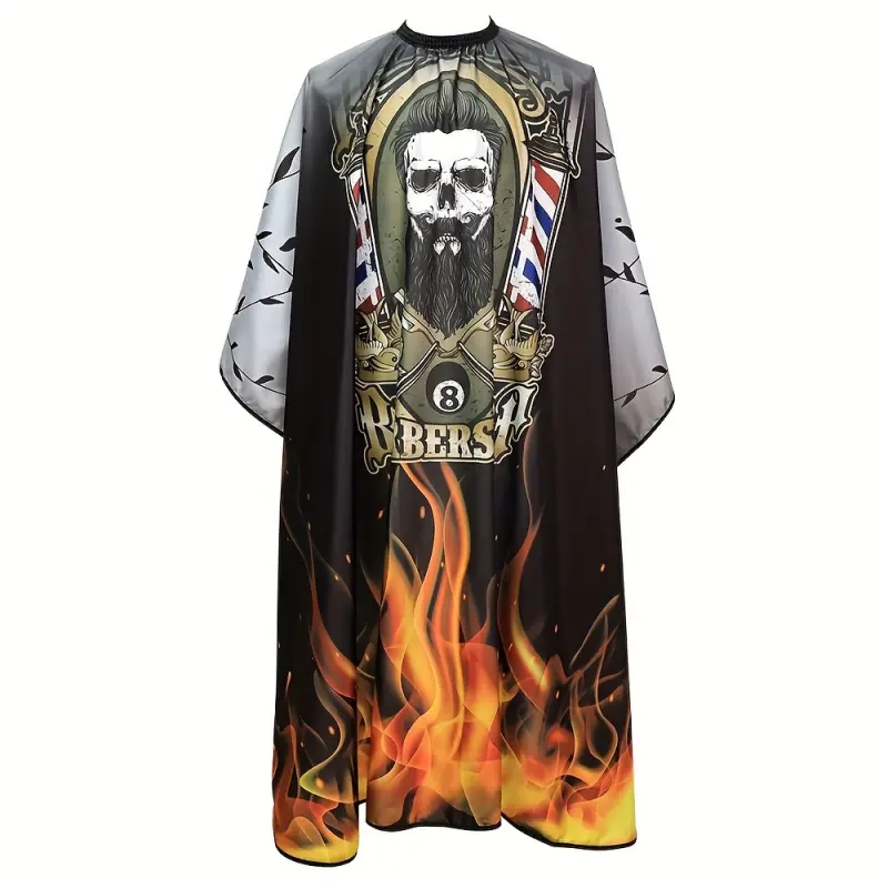 New Flame Digital Print Barber Cape - Modern Fire Design Haircut Cape, High-Definition Printed Hairdressing Cape for Salon & Home, Vibrant Flame Pattern Salon Cape
