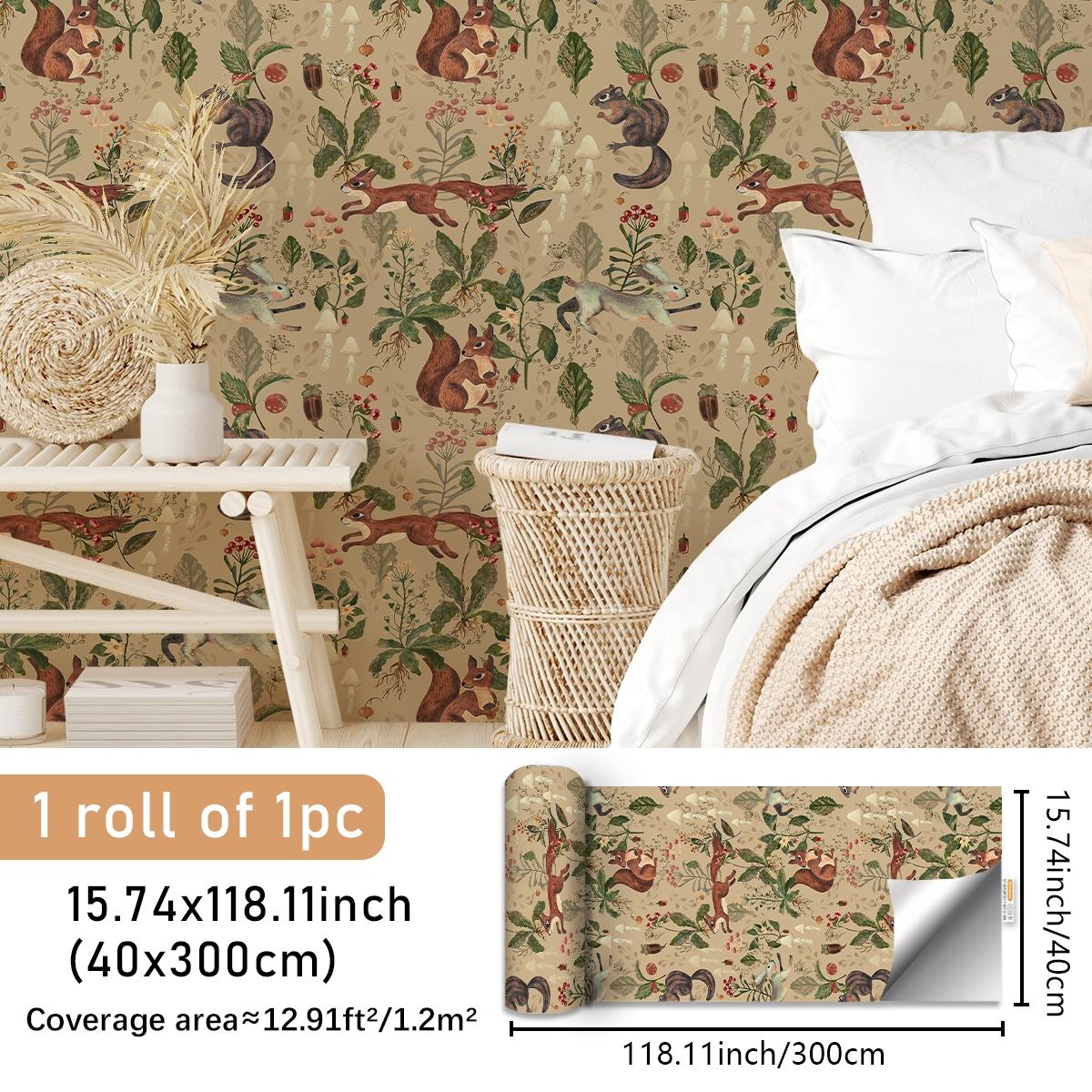 Deep Forest Pattern Wallpaper, Self-Adhesive Animal Wall Paper, Peel And Stick Wallpaper Designs, Waterproof Wear-Resistant, Bedroom Decor, Vintage Space, Furniture Refurbishment #GLOBAL PICKS