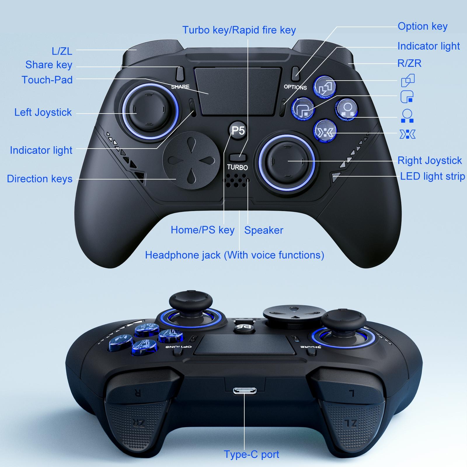 Gaminja P516 Wired Esports Controller for P5/P4/PC, Wide Compatibility Just Plug&Play, Double Motor Vibration Intelligent Simulation Game Trueinternal Feedback, Wired Gaming Controller, Game Console Accessories