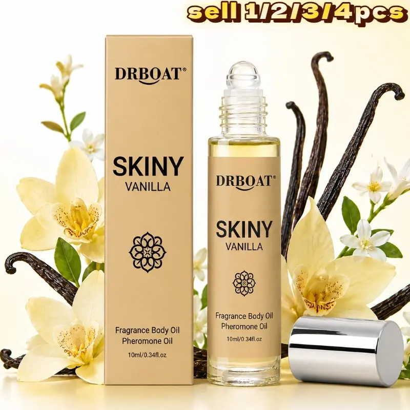 10ML Skiny Vanilla Skincare Pheromone Oil - Roll-On Woody, Gourmand Vanilla Perfume Oil, Eau de Toilette for Men and Women, Faux Natural Body Scent Fragrance Oil Cafe, Adding Fragrance to Clothes Use