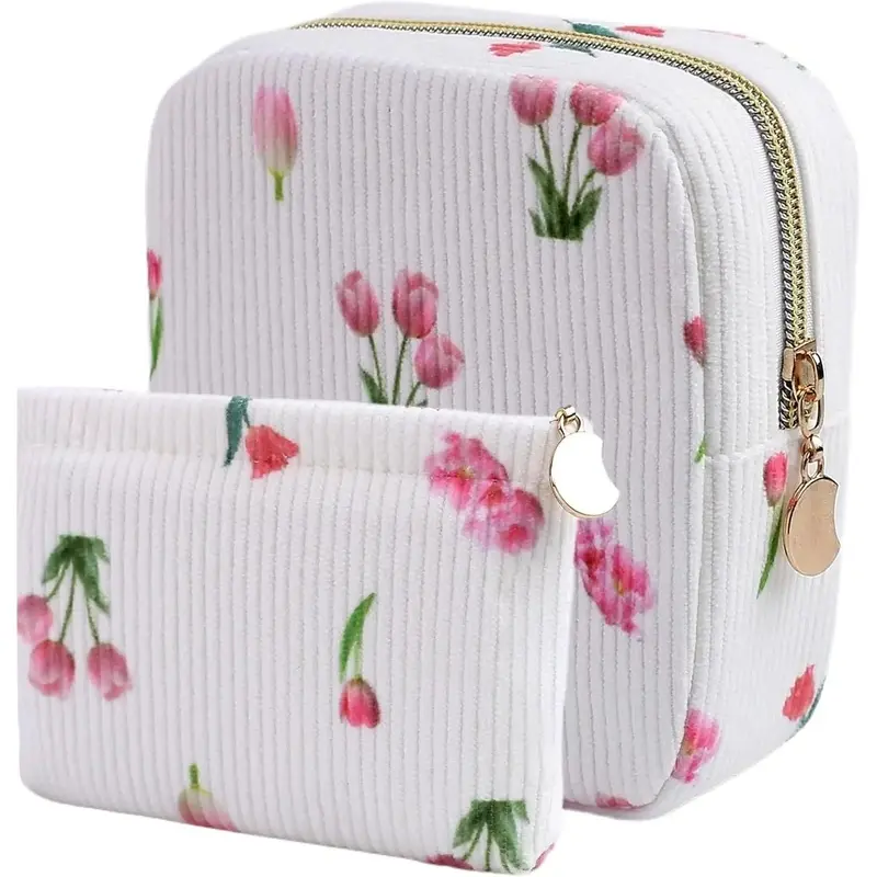 2-Pack Period Bag for Women Girls, Portable Corduroy Sanitary Napkin Storage Bag Period Pouch Small Discreet Menstrual Pouch, Sanitary Pads Bag Period Kits Tampons Holder for First Period