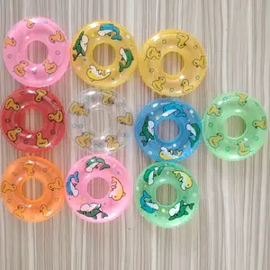 10-Pack Multi-Use Mini Inflatable Swim Rings, Random Colors, Dolphin Shape, Ideal for Pet Bathing, Small Turtles, Aquarium Decor